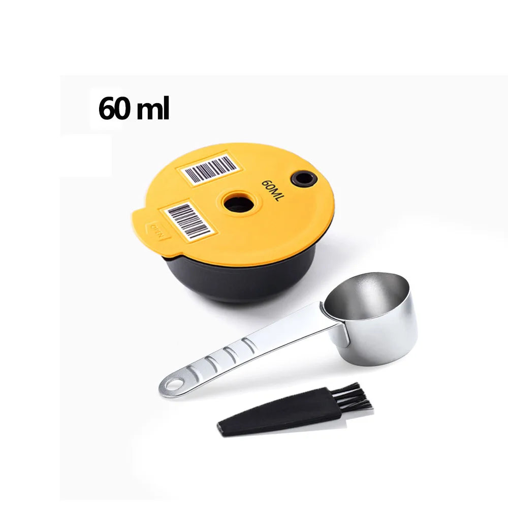 Reusable Coffee Pods for Tassimo Bosch – Refillable Capsule Kit Reusable Coffee Pods Qst 60ml spoon