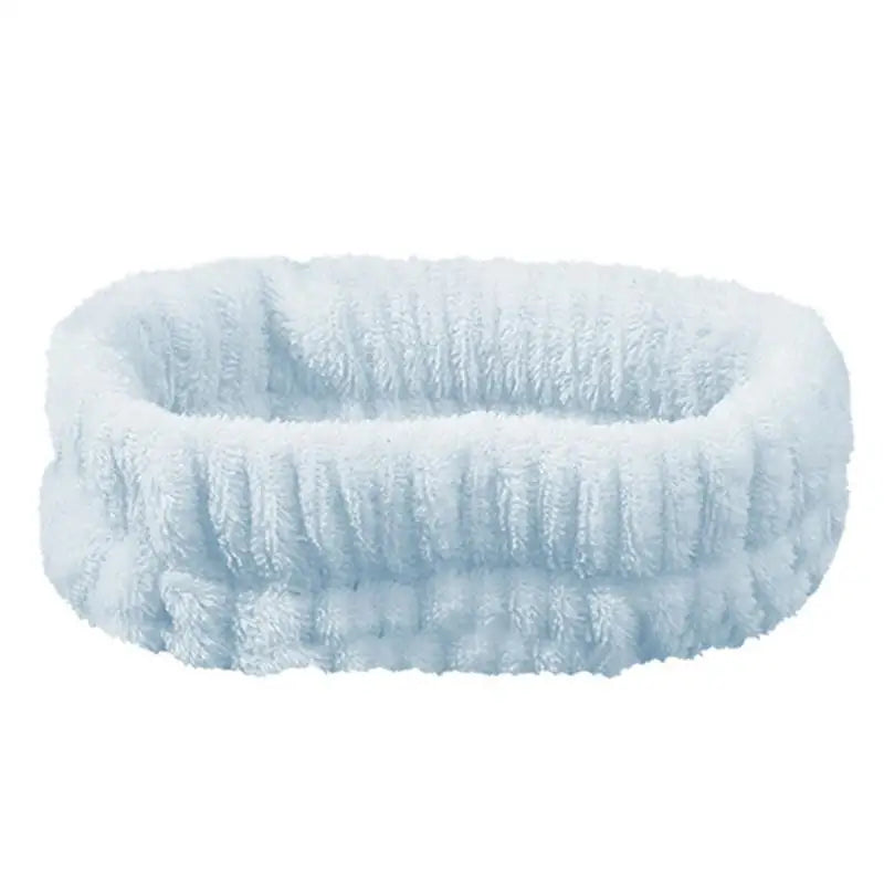 Women's Soft Coral Fleece Headband for Washing Face & Makeup Hair Headband Qst Blue