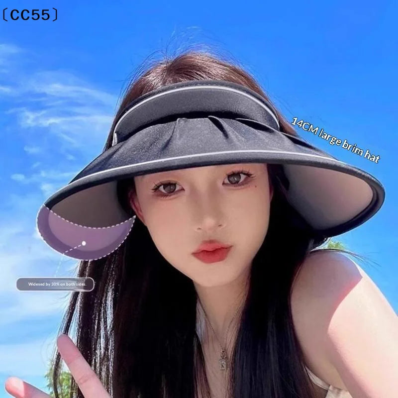 Women's UPF 50+ Large Brim Foldable Open Top Sun Hat Sun Hat Qst