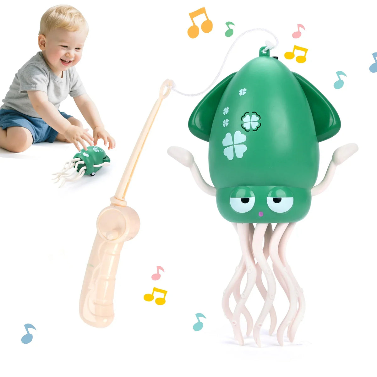 Electric Dancing Squid Octopus Toy with LED Lights for Kids Electronic Kids Toy Qme green