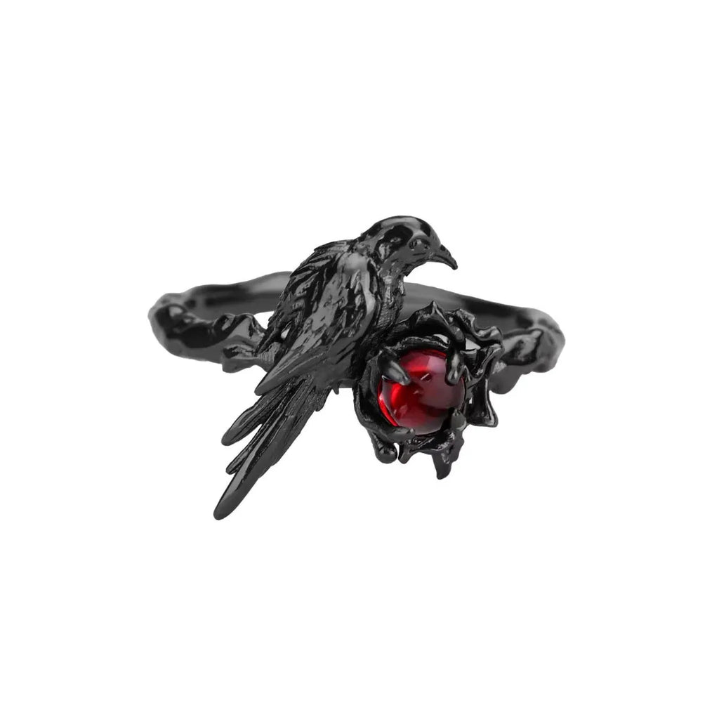 Retro Crow Ring – Unisex Gothic Adjustable Dark Metal Band Gothic Adjustable Ring Qme
