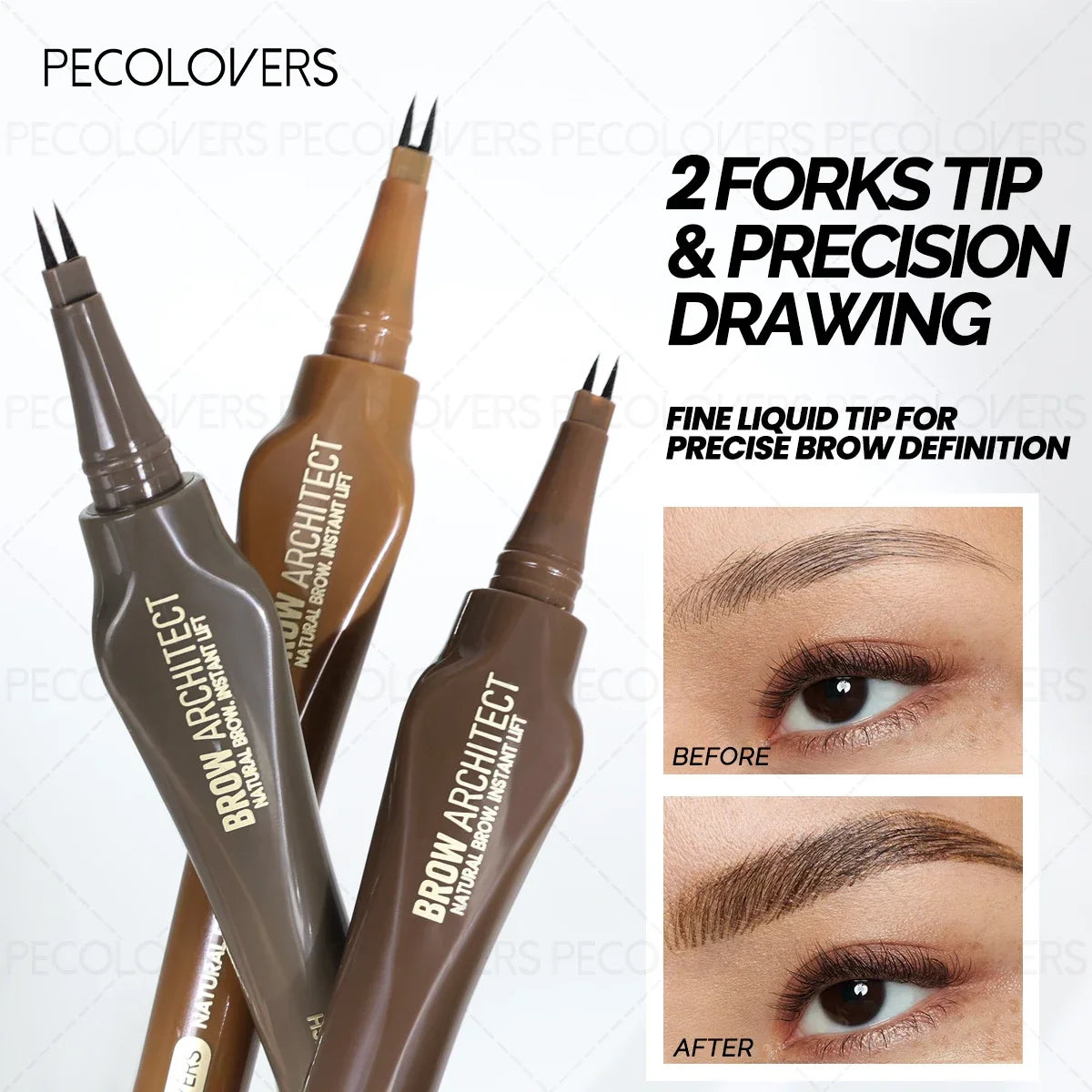Qme Waterproof Dual-Prong Eyebrow Pen | 3D Hair-Like Strokes Eyebrow Pen Qme