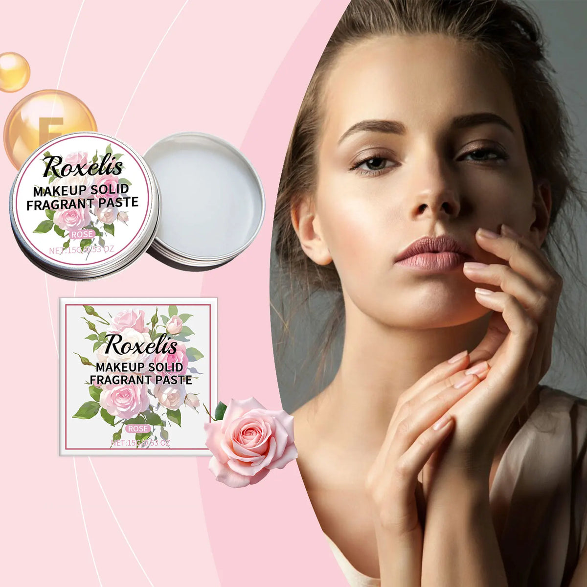 ROXELIS Rose Solid Perfume Balm – Portable Travel Fragrance Solid Perfume Balm Qst