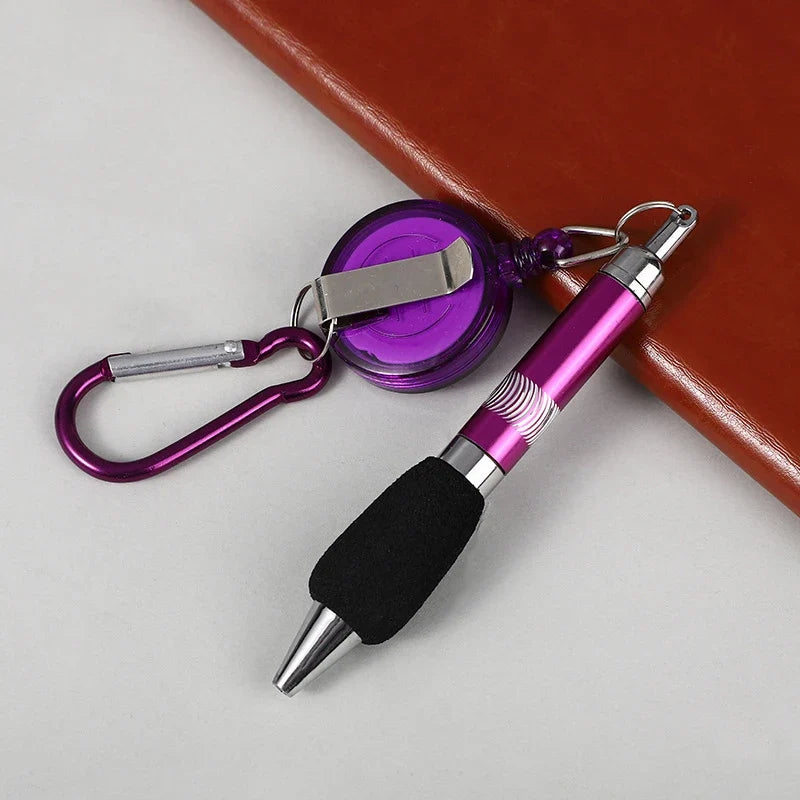 Retractable Keychain Ballpoint Pen with Carabiner Clip Keychain Ballpoint Pen Qme