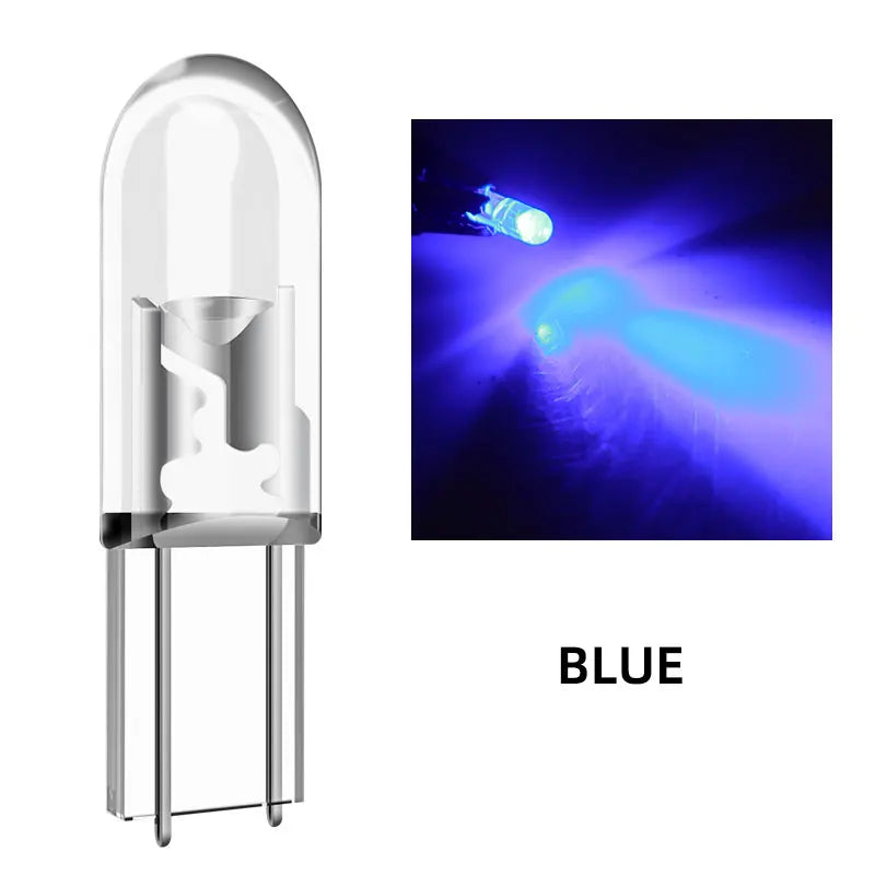 T5 W3W COB LED Dashboard Indicator Bulbs – 10 or 20 Pack LED Dashboard Bulb Qme Blue 10Pcs