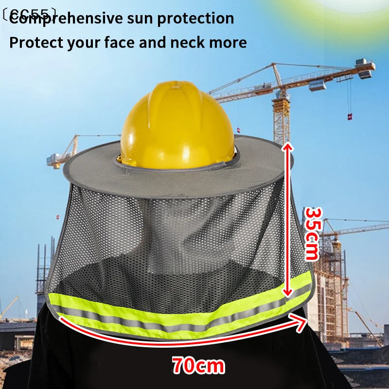 Sun Shade Safety Helmet Neck Shield Cap – Reflective Stripe Sun Protection Hat Qst