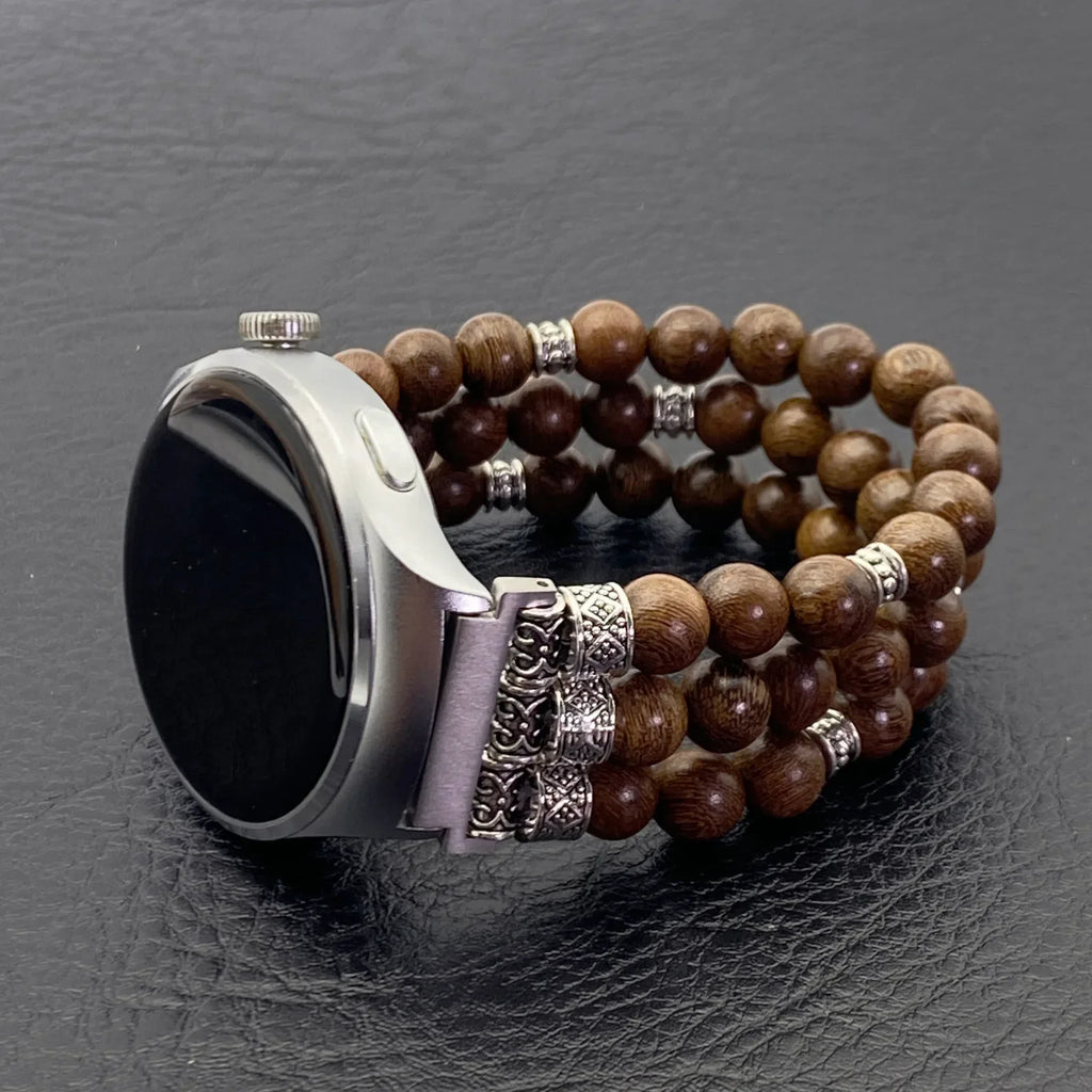 Sandalwood Cinnabar Buddhist Beaded Watch Strap for Huawei Beaded Watch Strap Qme