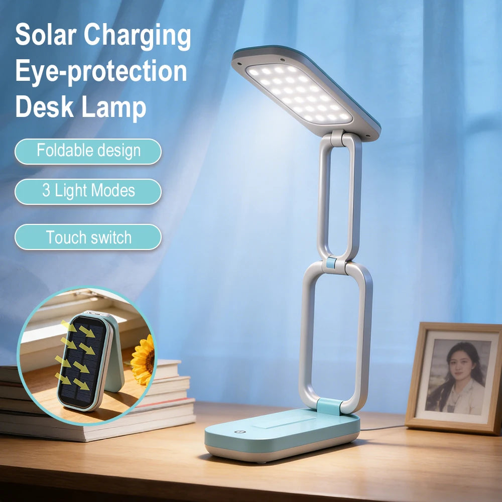 Solar Foldable LED Desk Lamp | USB Charging, 3 Brightness Modes LED Desk Lamp Qst