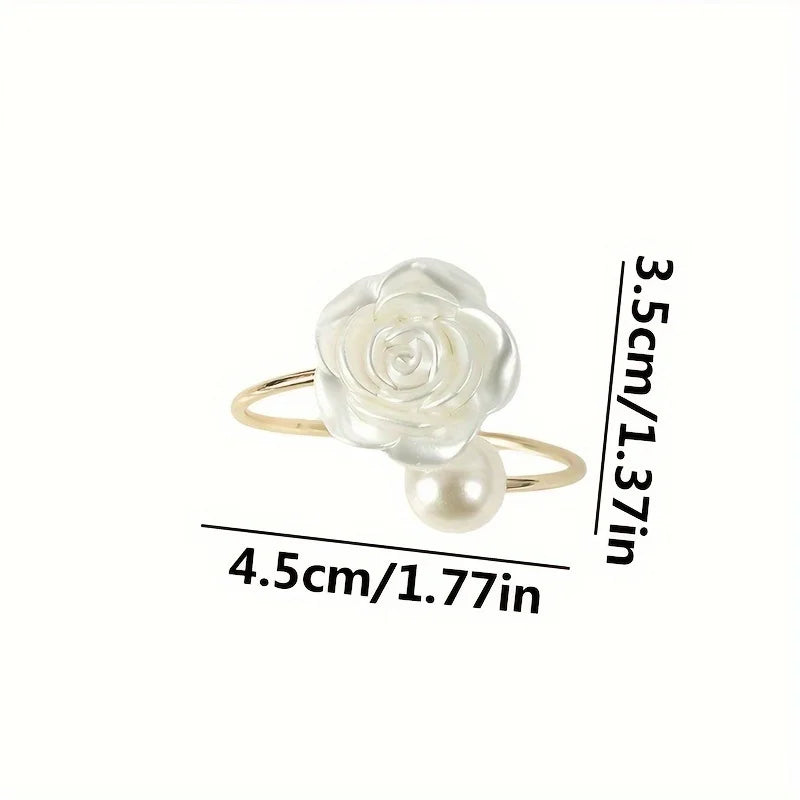 Pearl Rose Napkin Rings | Elegant Table Decor – 3 Colors Napkin Rings Qme