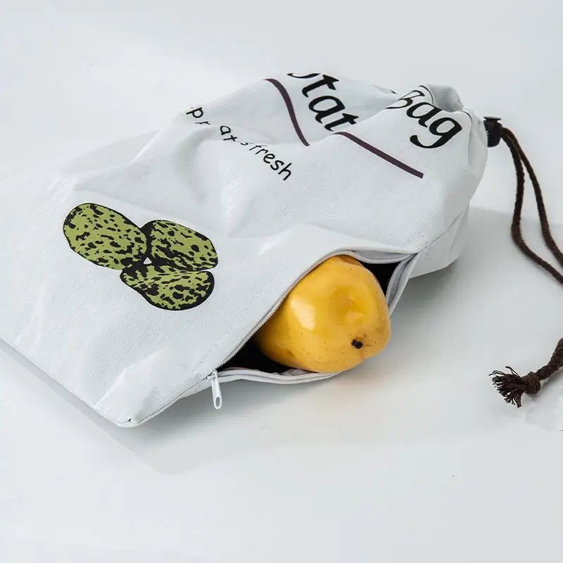 Reusable Canvas Drawstring Vegetable & Potato Storage Bag Vegetable Storage Bag Qst