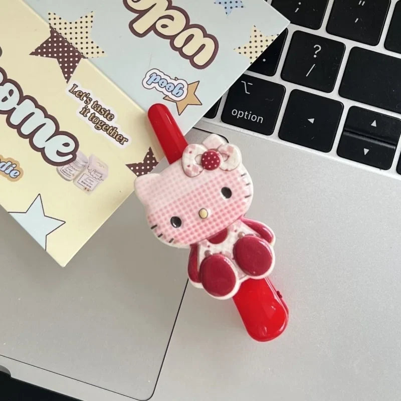 Hello Kitty Checkered Hair Clip – Cute Acrylic Accessory Hair Clip Qme