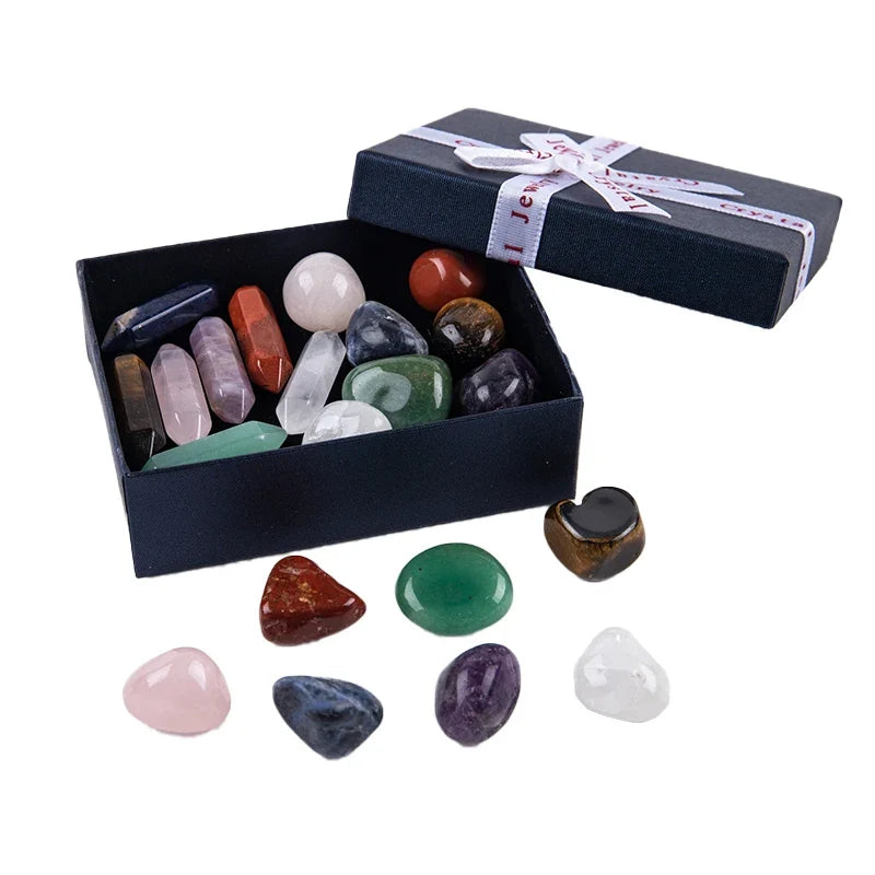 Seven Chakra Natural Crystal Gemstone Ornaments & Gift Set Crystal Gemstone Ornament Qme