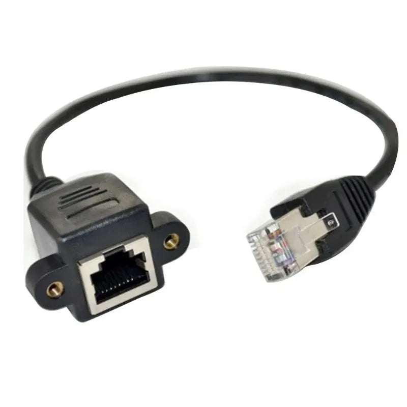 RJ45 LAN Extension Panel Mount Cable – Male to Female Screw Network Panel Connector Qme