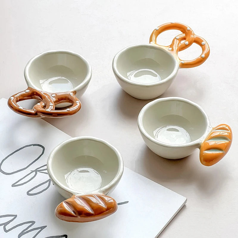 Ceramic Dipping Sauce Dish with Bread Handle – Condiment Bowl Ceramic Condiment Dish Qst