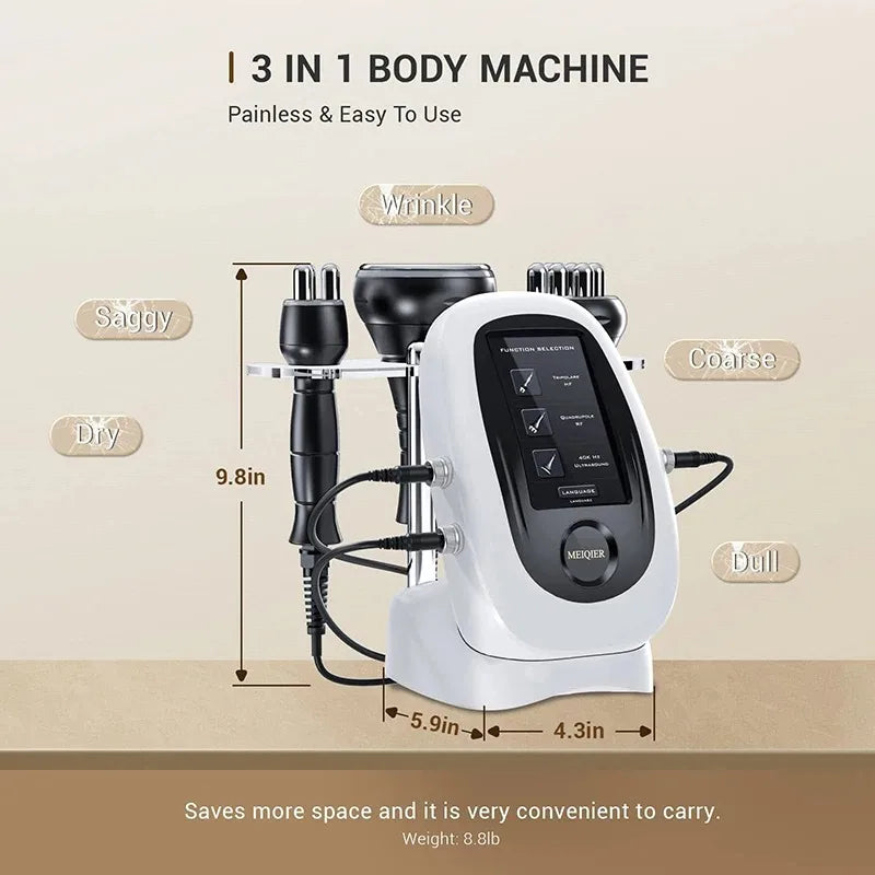 80K Cavitation RF Ultrasonic Body Slimming Machine – 3-in-1 Body Slimming Machine Qst
