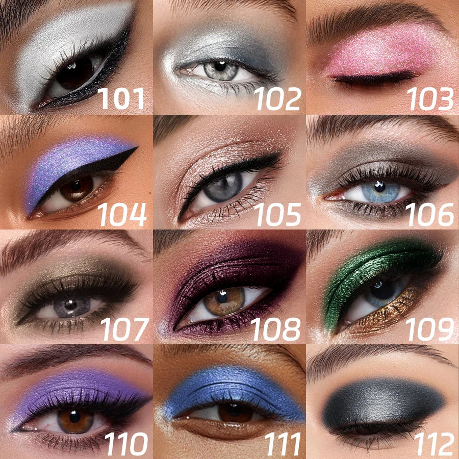 12-Color Metallic Glitter Eyeshadow Pencil – Long-Lasting Liner Eyeshadow Pencil Qme