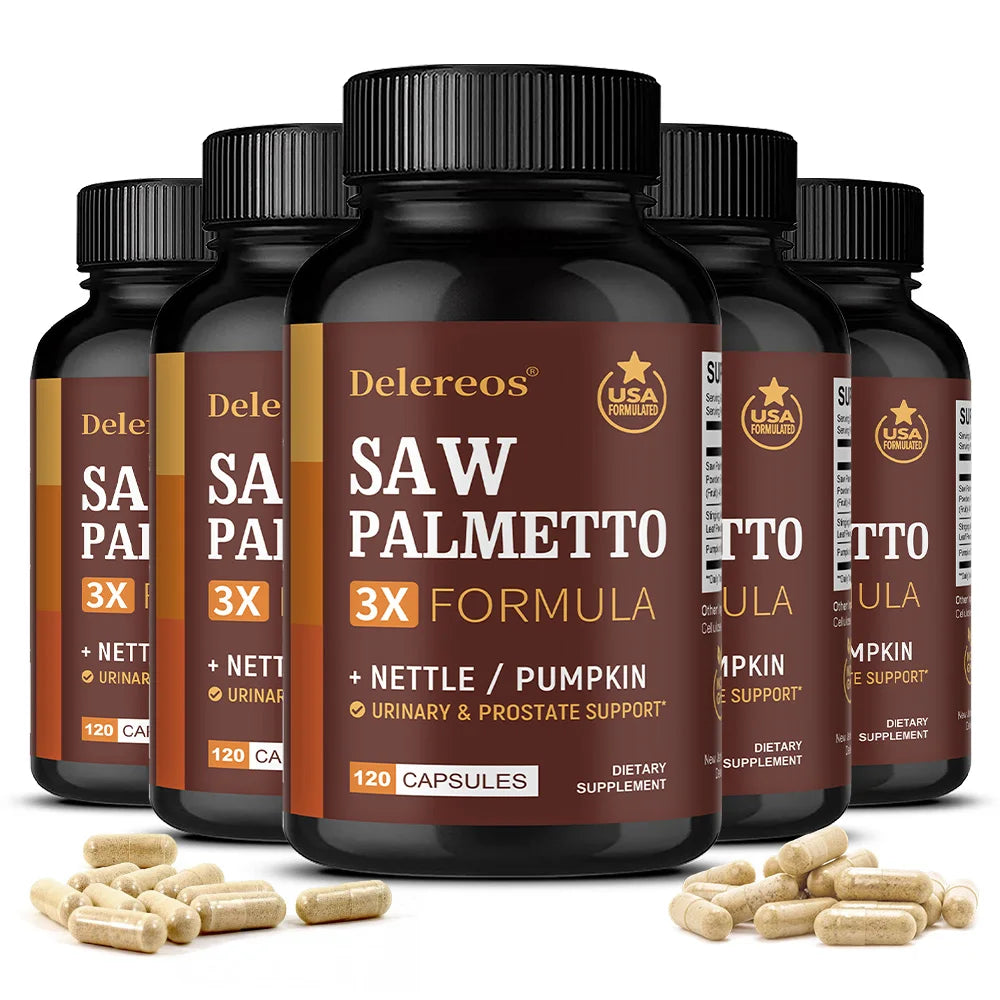 Saw Palmetto 500mg Capsules – Urinary & DHT Blocker | Vegan Herbal Supplement Qst 120 count-5 bottle