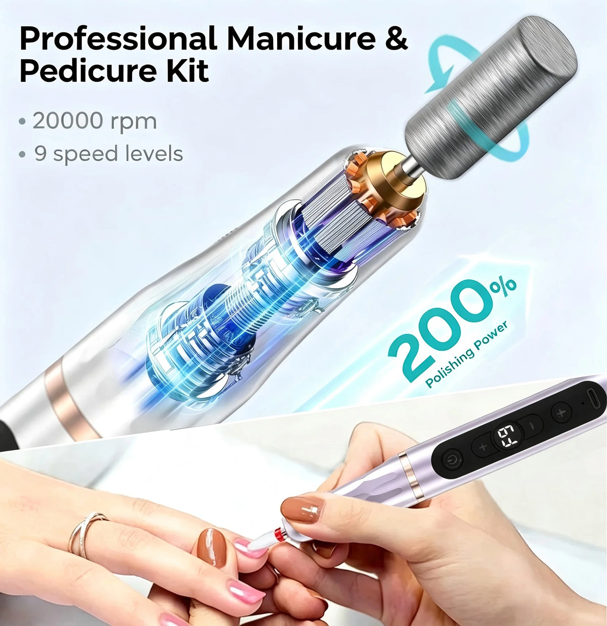 VIMYSHOW 12-in-1 Cordless Electric Nail Drill & Manicure Kit Electric Nail Drill Qst
