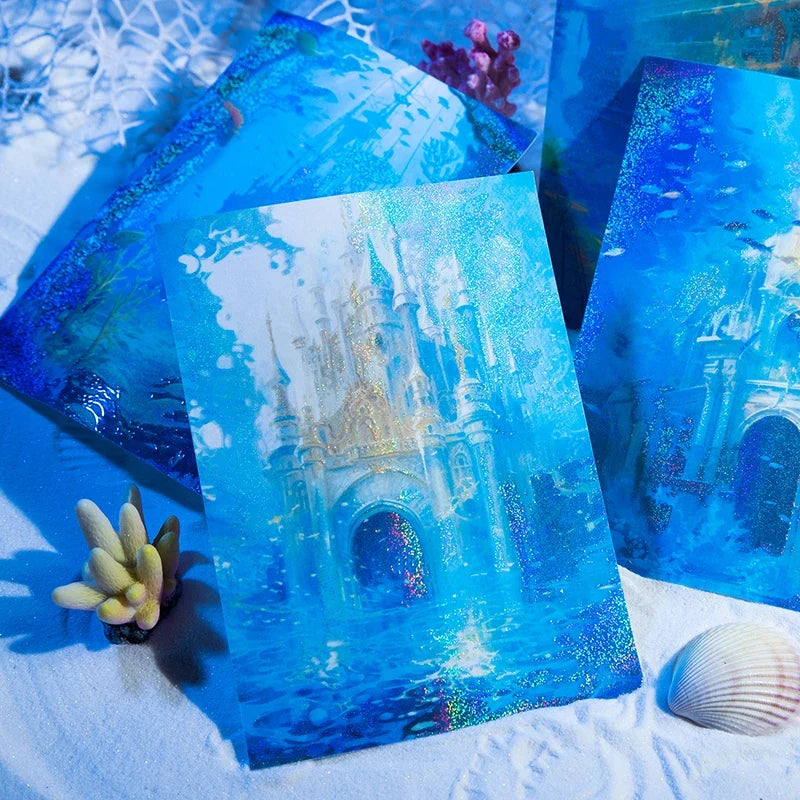 PET Blue Ocean Landscape Stickers – DIY Scrapbooking & Crafts Decorative Craft Stickers Qme
