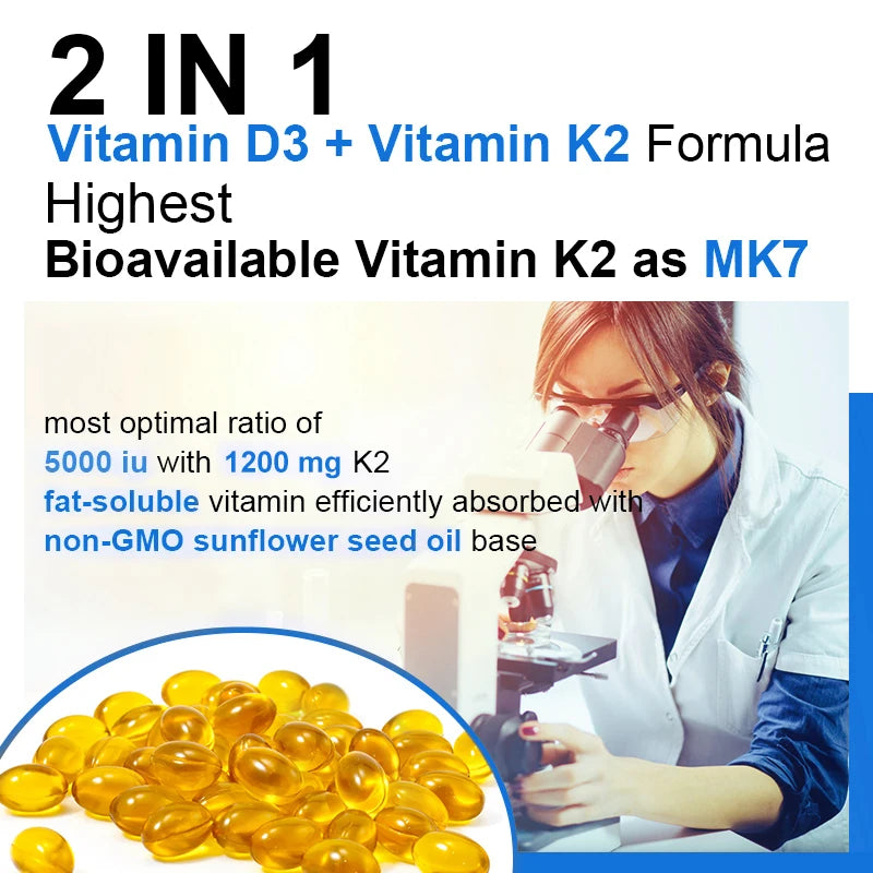 TAOTERS Vitamin D3+K2 Softgels – Bone & Immune Support Vitamin Supplement Qst
