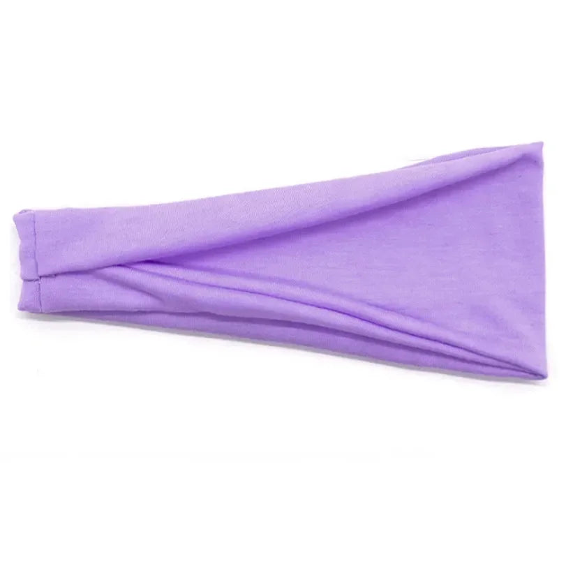 Women's Twisted Knot Cotton Wide Turban Headband – 19 Colors Turban Headband Qme Light purple 10cm-22cm