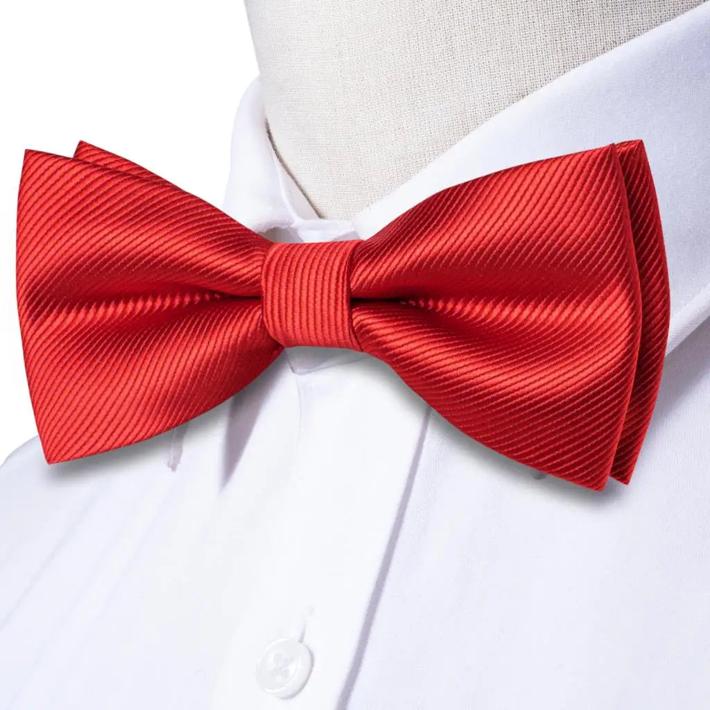 Men's Silk Jacquard Bow Tie, Pocket Square & Cufflinks Set Bow Tie Gift Set Qme