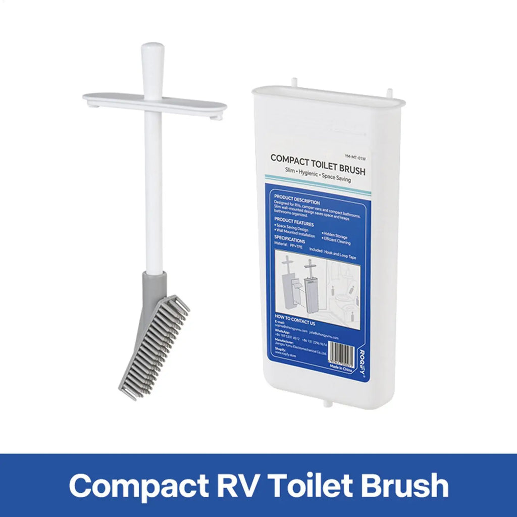 RV Toilet Brush & Holder – Wall-Mounted Retractable Head Toilet Brush Set Qme