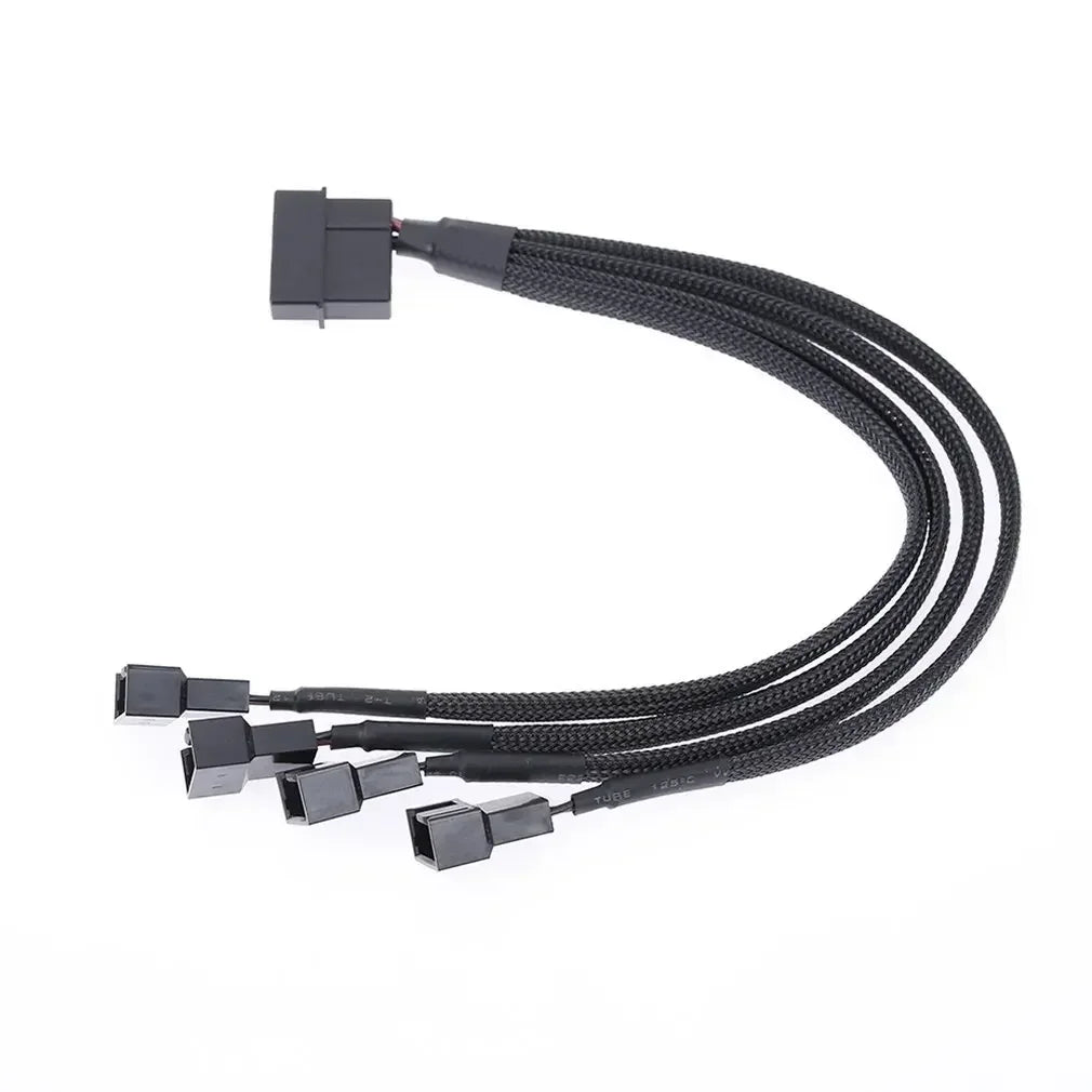 4-Pin Molex 4-Way Fan Splitter Adapter – CPU, Case & Mining Fan Splitter Adapter Qme 1to4 black