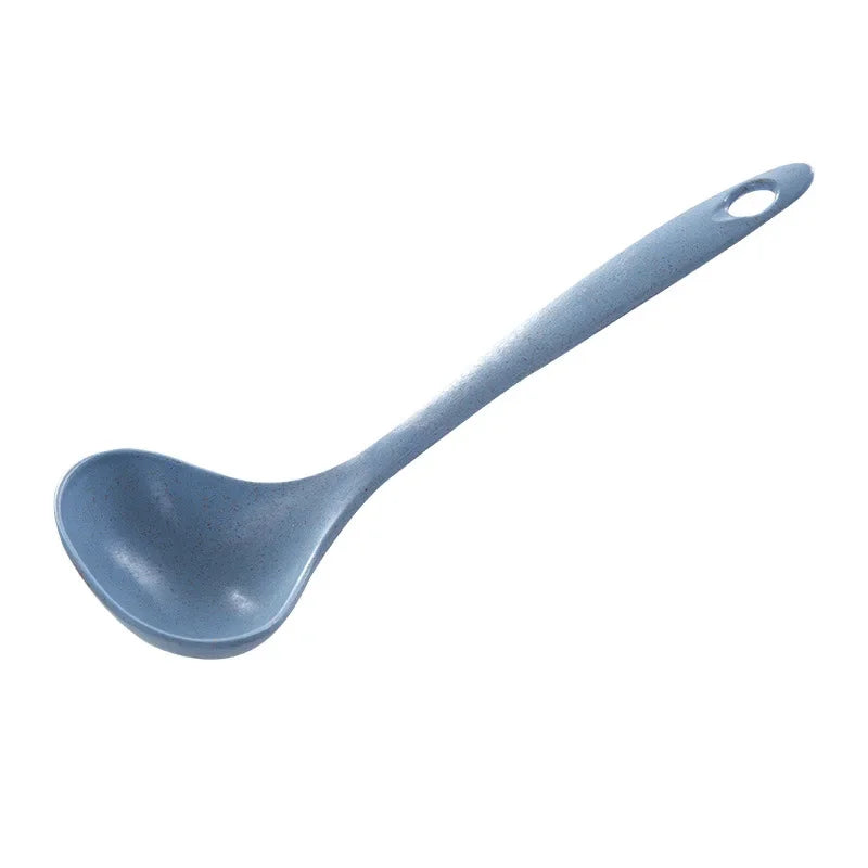 Wheat Straw Soup Ladle & Rice Spoon – 4 Colors, Long Handle Soup Ladle & Spoon Qme blue