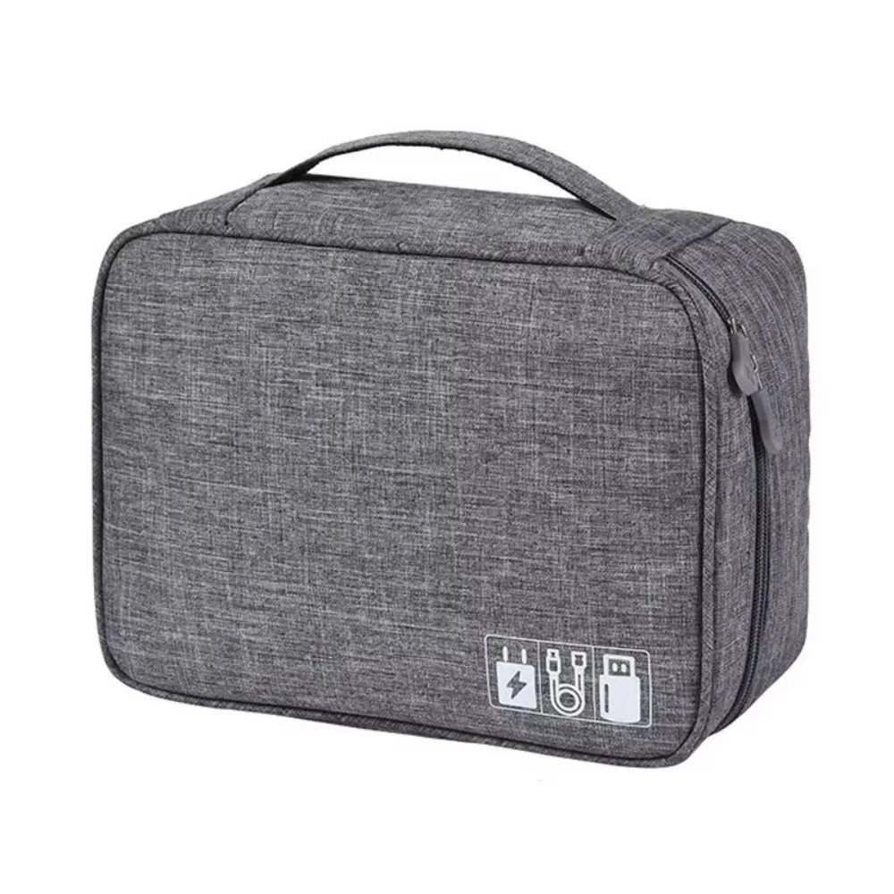 Portable Cable Organizer Bag | Travel USB & Gadget Storage Cable Organizer Bag Qme Double layer Gray