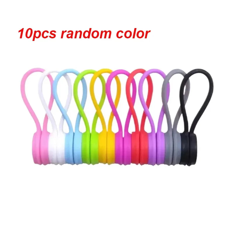 10 Magnetic Reusable Cable Ties – USB & Headphone Organizer Cable Organizer Ties Qme 10pcs random color