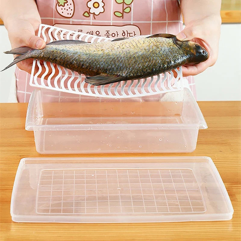 Removable Drain Plate Tray – Food Storage Container for Fridge Food Storage Tray Qme