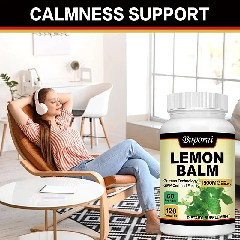Organic Lemon Balm Capsules – Mood & Wellness Support Herbal Supplement Qst