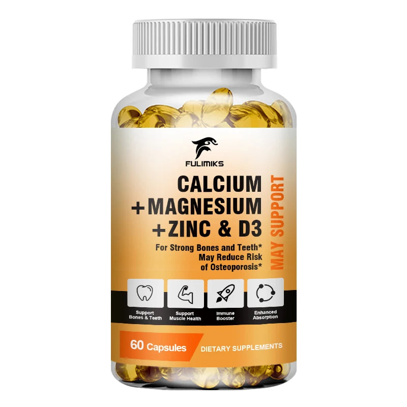 Calcium Magnesium Zinc with D3 Capsules | Bone & Muscle Support Mineral Supplement Qst 60pcs - 1 BOX Trial