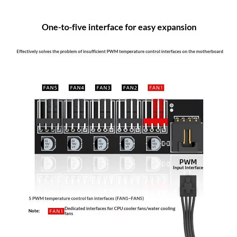 5-Way 4 Pin PWM Fan Hub Splitter Cable | Multi-Fan Setup PWM Fan Hub Splitter Qme