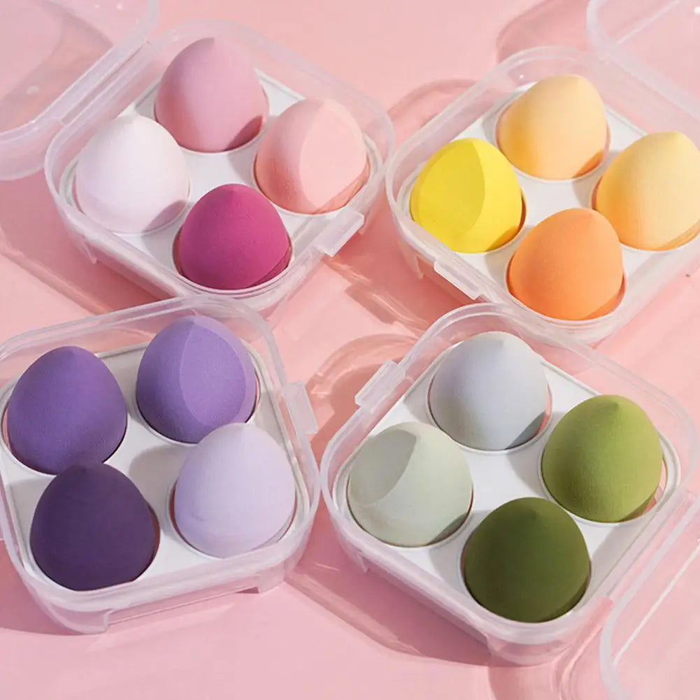 Beauty Egg Makeup Sponge 4-Pc Set with Storage Box | Qme Makeup Sponge Set Qme