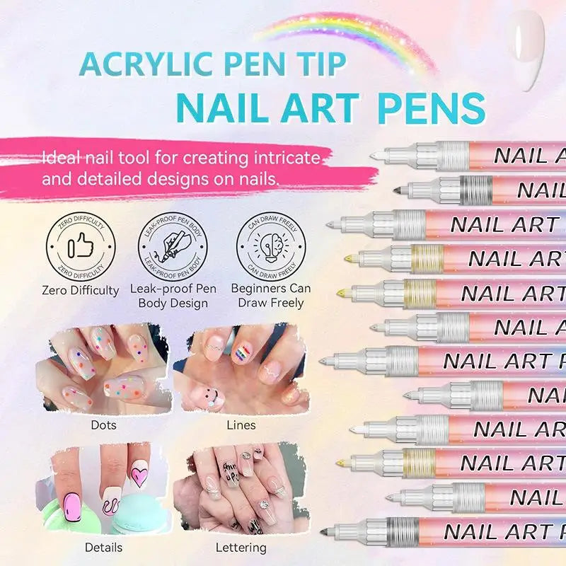 4-Pack Colorful Nail Art Graffiti Pens – Waterproof Fine Tip Nail Art Pens Qme