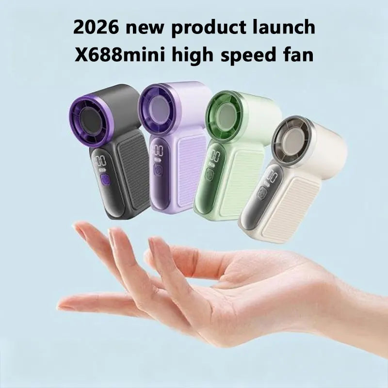 Mini Portable Handheld Fan – USB Rechargeable & Digital Display Portable Handheld Fan Qst