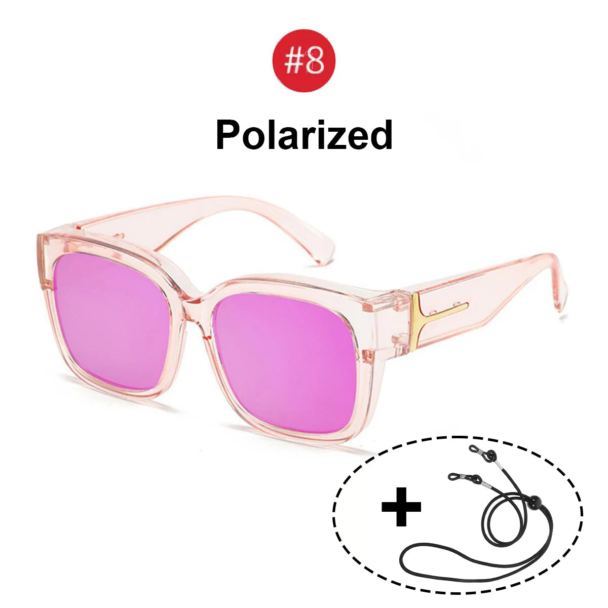 VOPHA Polarized UV400 Fit-Over Sunglasses – Square Unisex Fit-Over Sunglasses Qst Pink
