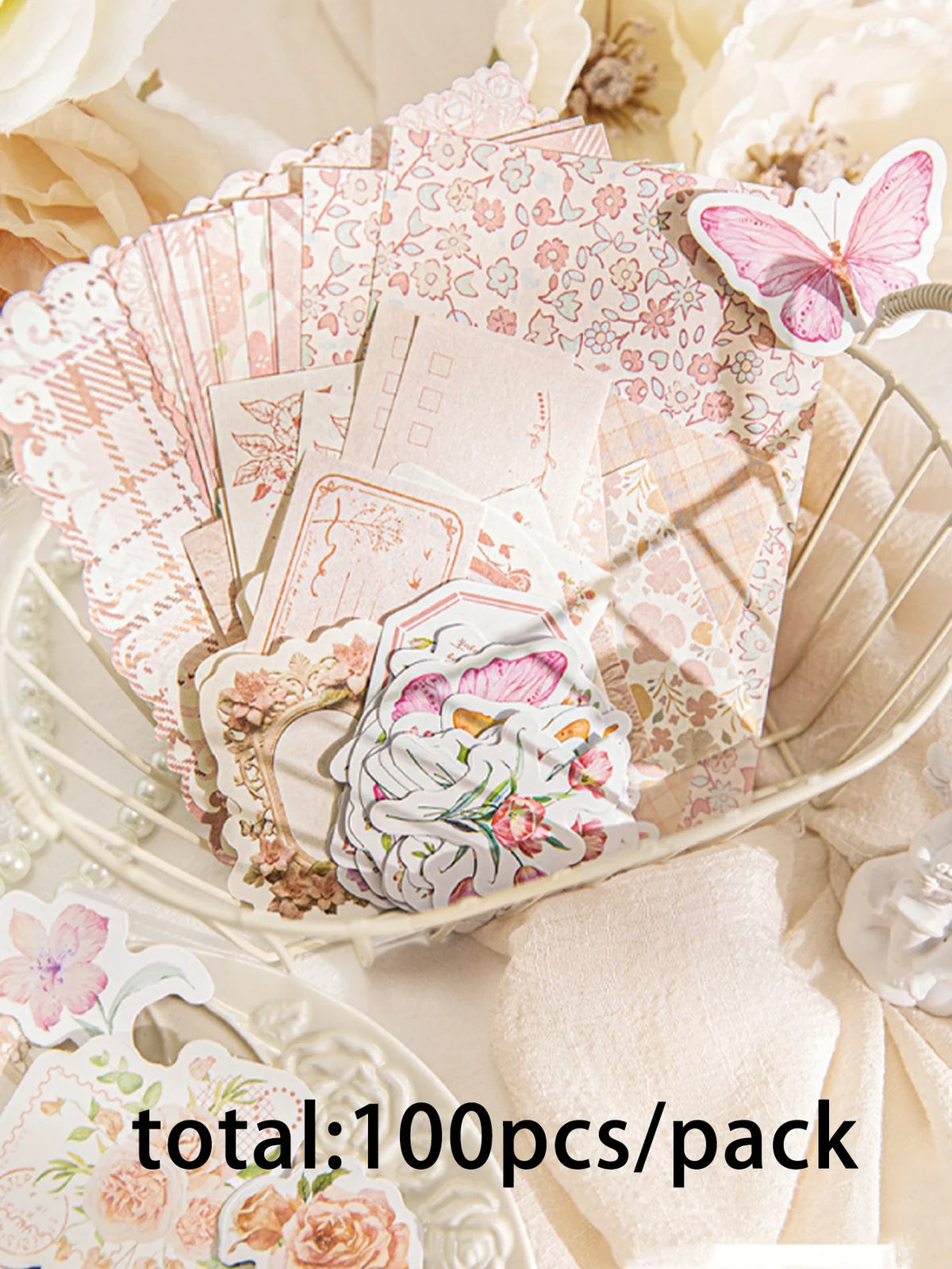 Vintage Watercolor Floral Botanical DIY Decor Paper | 4 Colors Decorative Craft Paper Qme C