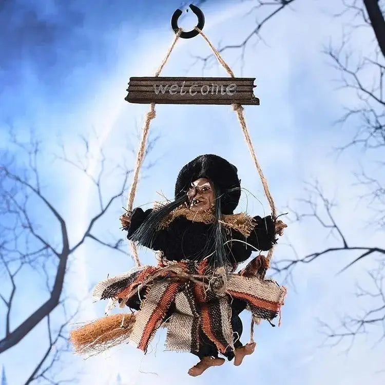 Witch Doll Hanging Halloween Decor – Flying Ghost Pendant Halloween Hanging Decor Qme