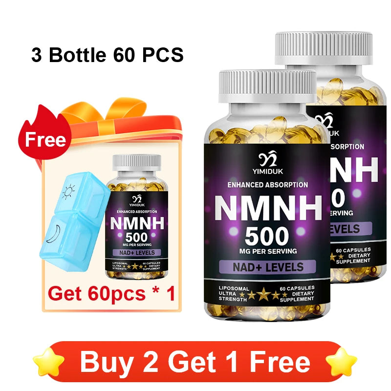 YIMIDUK NMNH 500mg Sublingual NAD+ Booster Supplement NAD+ Supplement Qst 3 x 60pcs Improve