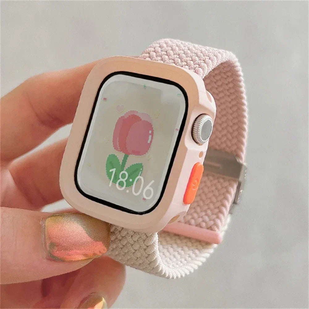 Candy Silicone Case & Strap for Apple Watch Series 9 8 7 SE Silicone Watch Band Qme