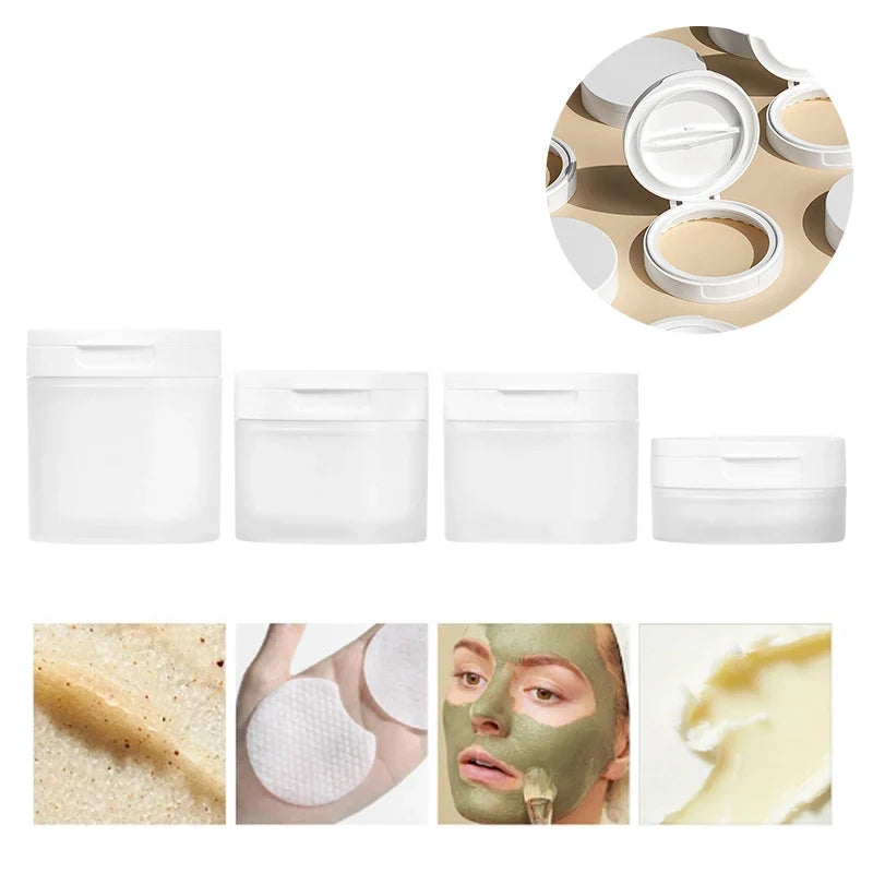 Refillable Travel Cream Jar with Spoon & Tweezers | Empty Pot Travel Cosmetic Jar Qme