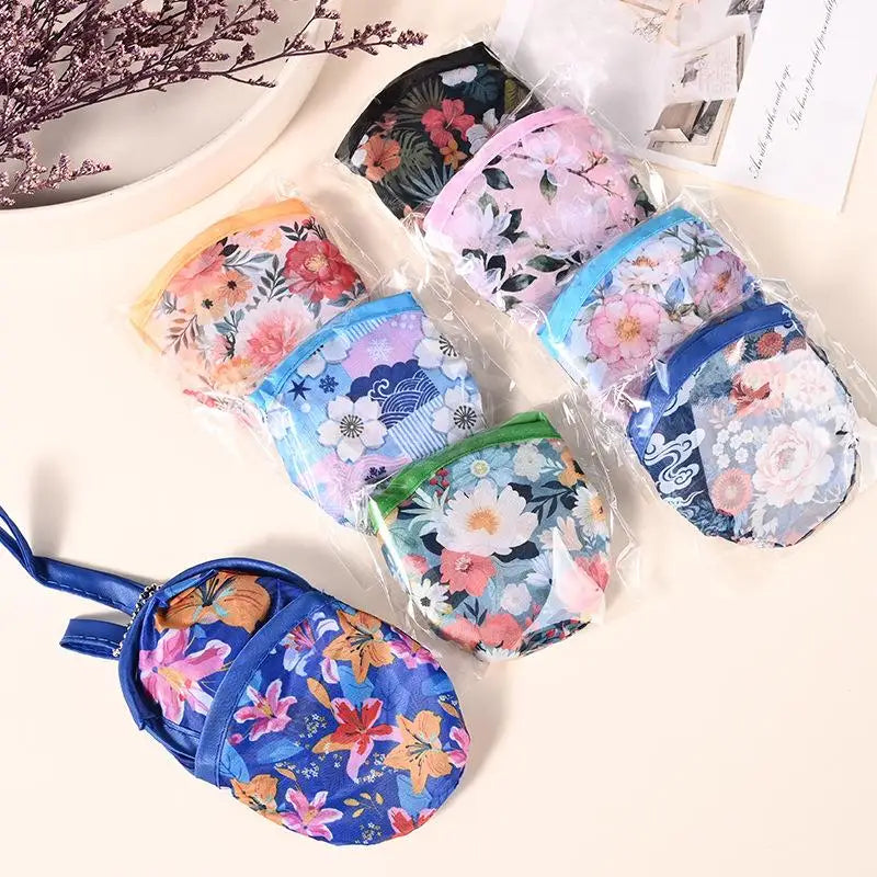 Mini Japanese Folding Fan Flower Pattern – Pocket Collapsible Folding Handheld Fan Qme