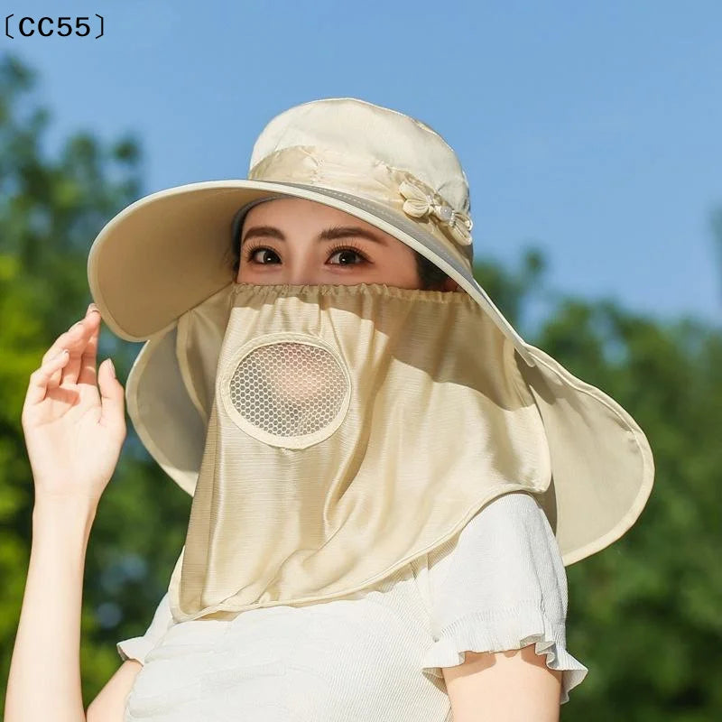 Wide Brim UV Protection Sun Hat – Breathable Neck Flap Women Wide Brim Sun Hat Qst