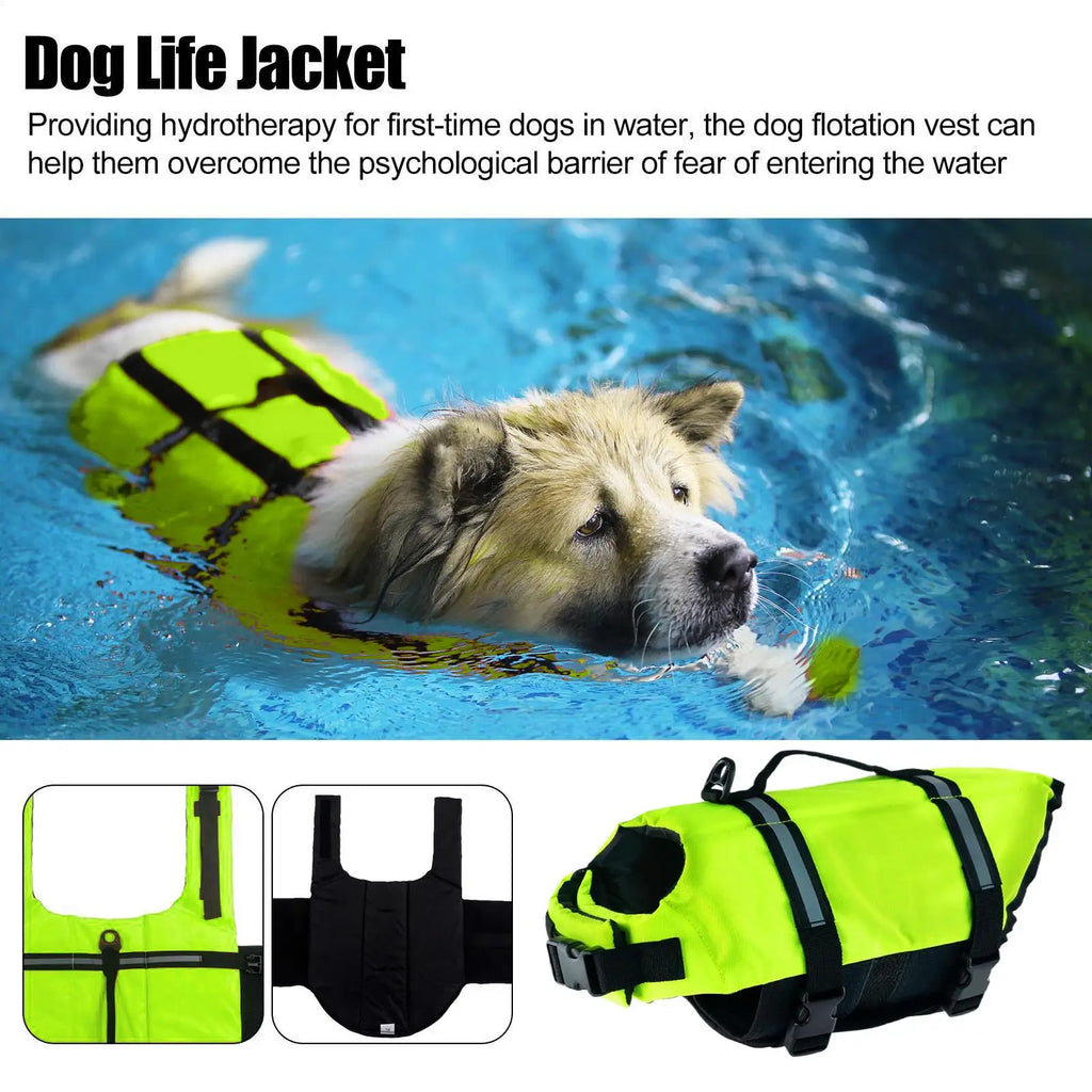 Dog Life Jacket High-Visibility Vest with Handle – All Breeds Dog Life Jacket Qme