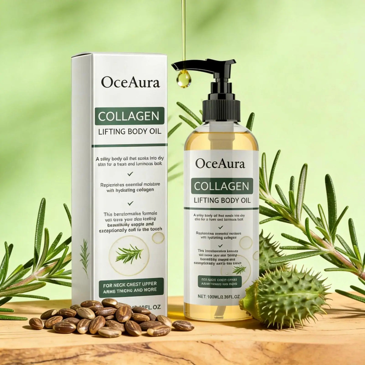 OceAura Collagen Rosemary Firming Body Oil – 100ml Firming Body Oil Qst