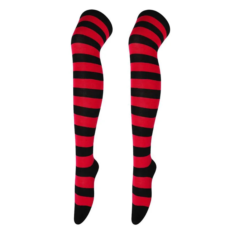 Over Knee Thigh High Socks – Japanese Striped Cotton, 11 Colors Thigh High Socks Qme W-5 one size