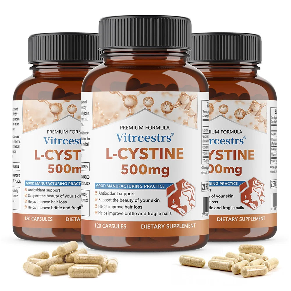 L-Cysteine 500mg with Vitamin B5 & CoQ10 – 120 Capsules Beauty Supplement Qst 120 count-3 bottle